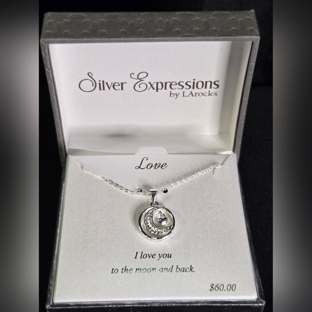 " I Love You To The Moon & Back Necklace" Silver Expressions By LARocks